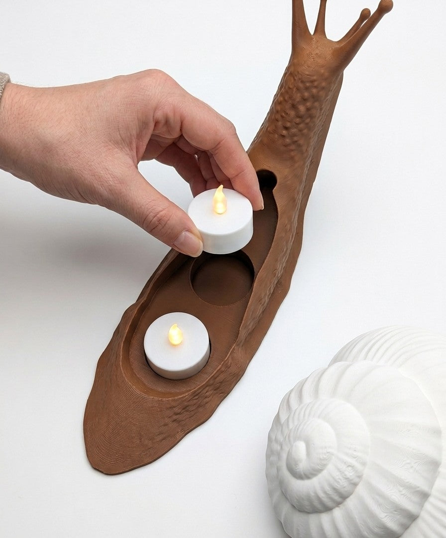 Schnecken-Lampe / Teelichthalter für LED-Kerzen