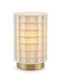 Design-Tischlampe "Grid" mit edlem Gold-Silber-Sockel