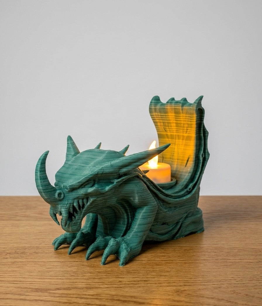 Mystischer 3D-Druck Drachen-Teelichthalter – Ein Wächter für dein Zuhause