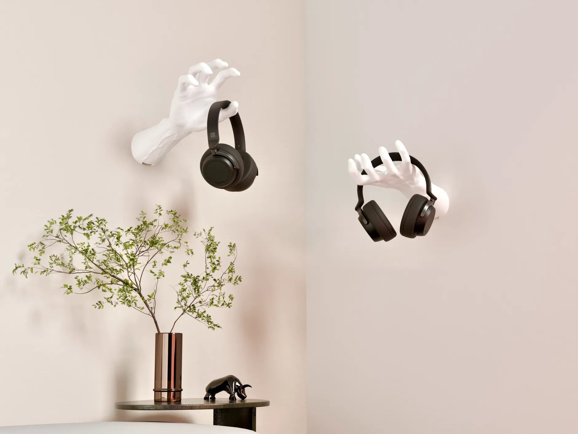 Moderne 3D-gedruckte Wandhalterung "Hände" – 23 cm, Weiß | Kreativer Haken & Deko